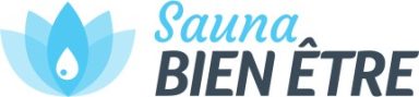 Logo de Sauna Bien Être avec une goutte d'eau et une fleur stylisée.