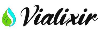 Logo de Vialixir avec une goutte d'eau stylisée et une feuille verte.